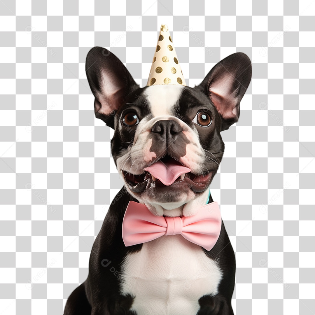 Cachorro com Chapéu de Aniversário PNG Transparente