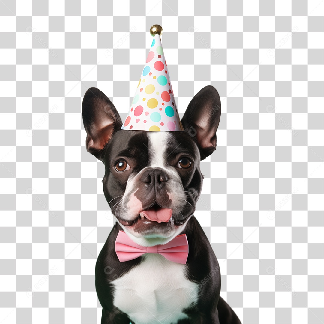Cachorro com Chapéu de Aniversário PNG Transparente