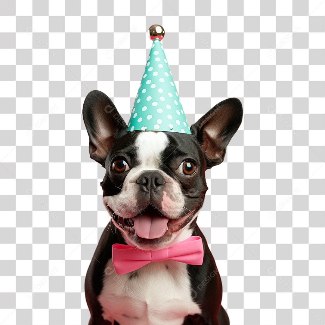Cachorro com Chapéu de Aniversário PNG Transparente