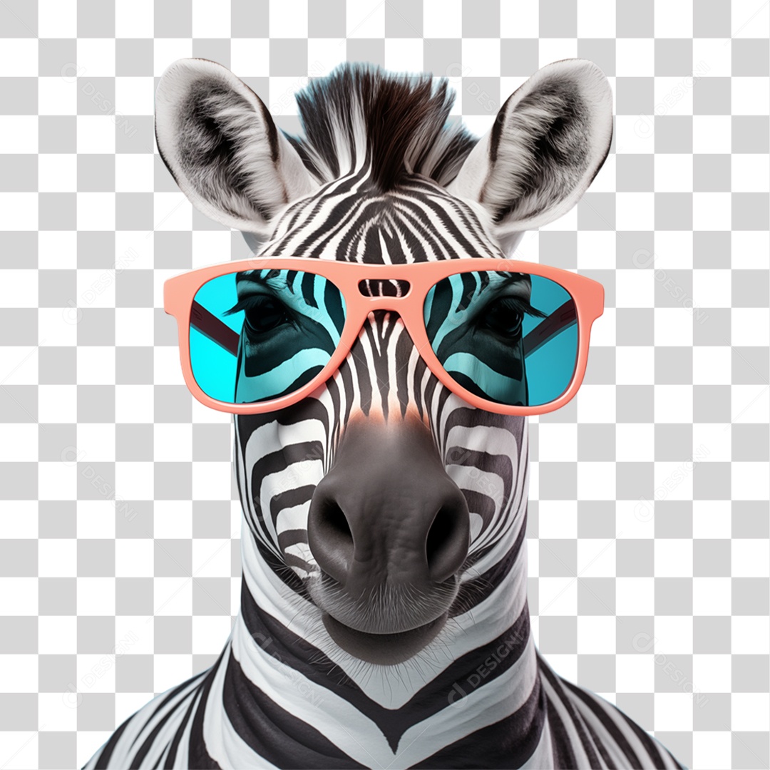 Zebra Animal de Óculos PNG Transparente