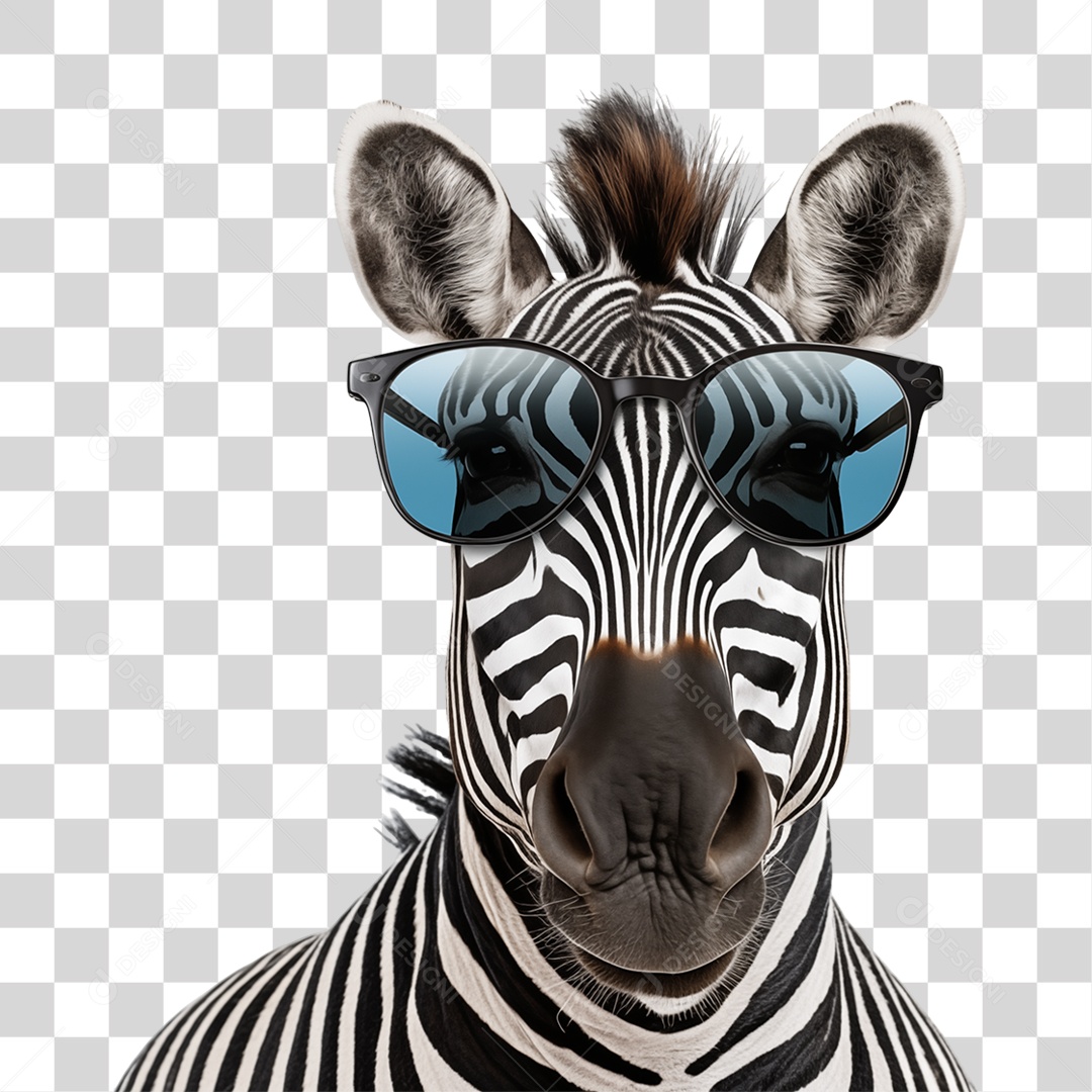 Zebra Animal de Óculos PNG Transparente