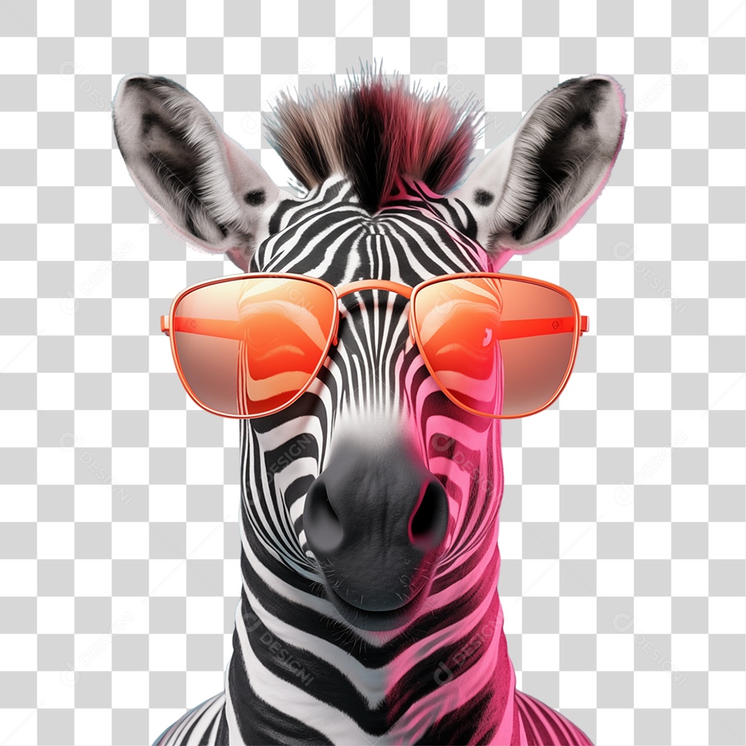 Zebra Animal de Óculos PNG Transparente
