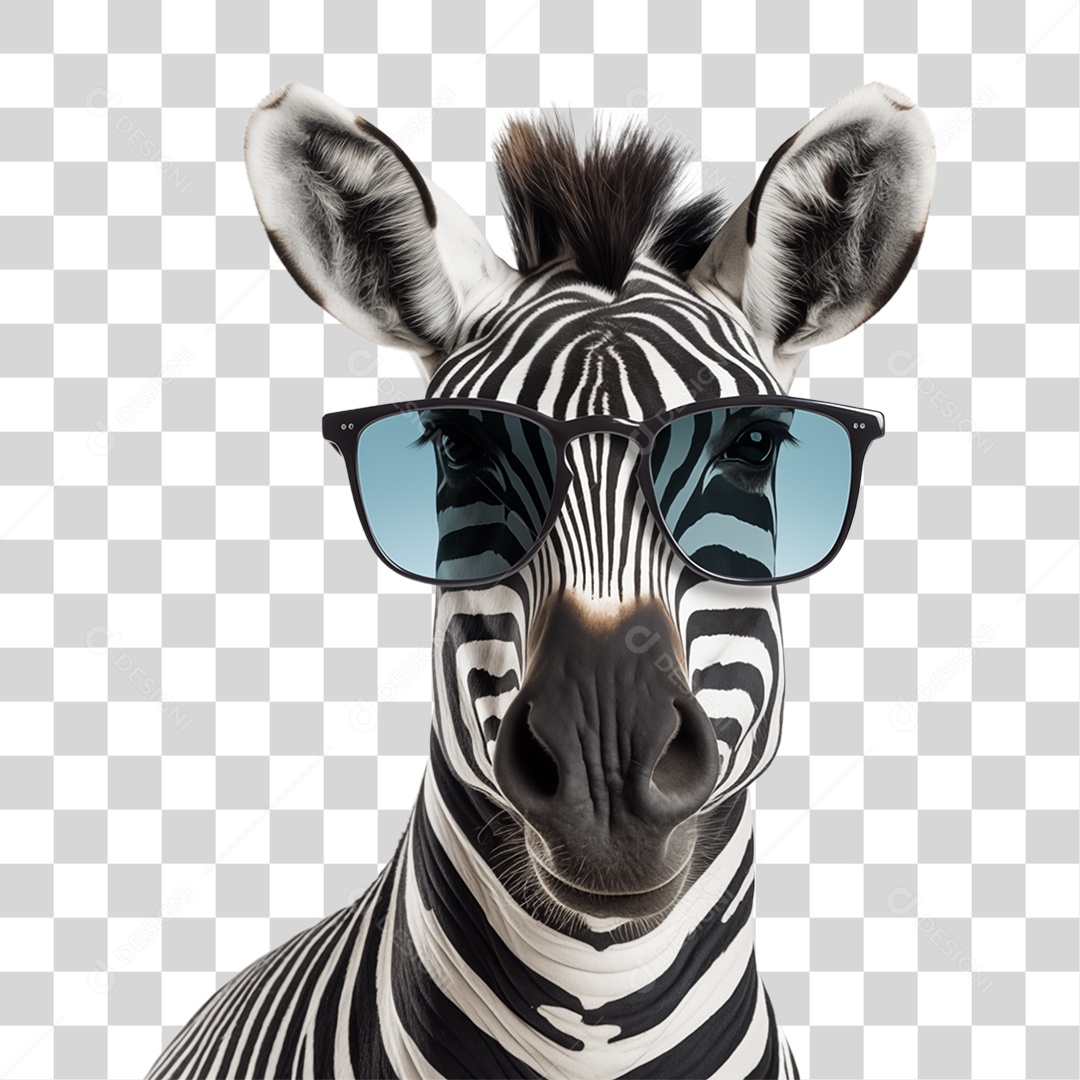 Zebra Animal de Óculos PNG Transparente