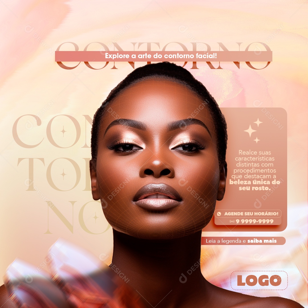 Explore a Arte do Contorno Facial Realce suas Características Social media PSD Editável