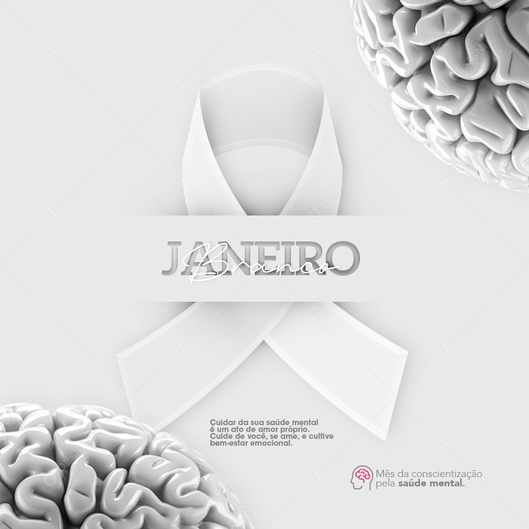 Janeiro Branco Cultive Bem-estar Emocional Social Media PSD Editável