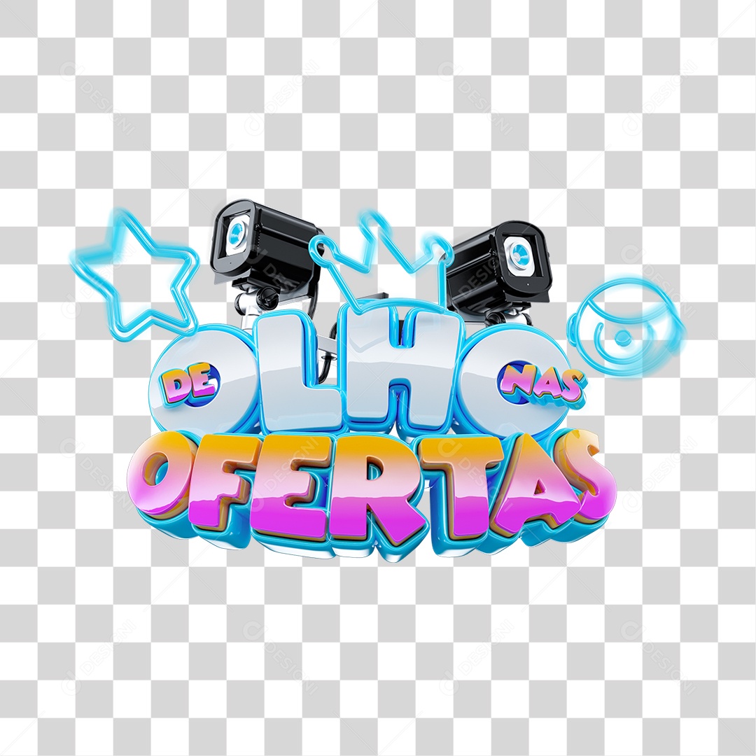 De Olho Nas Ofertas Selo 3D de BBB Colorido para Composição PNG Transparente