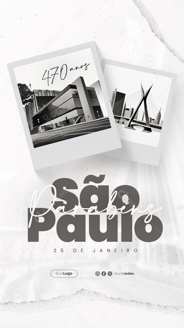 Story Aniversário São Paulo 25 De Janeiro 470 Anos Parabéns Social Media PSD Editável