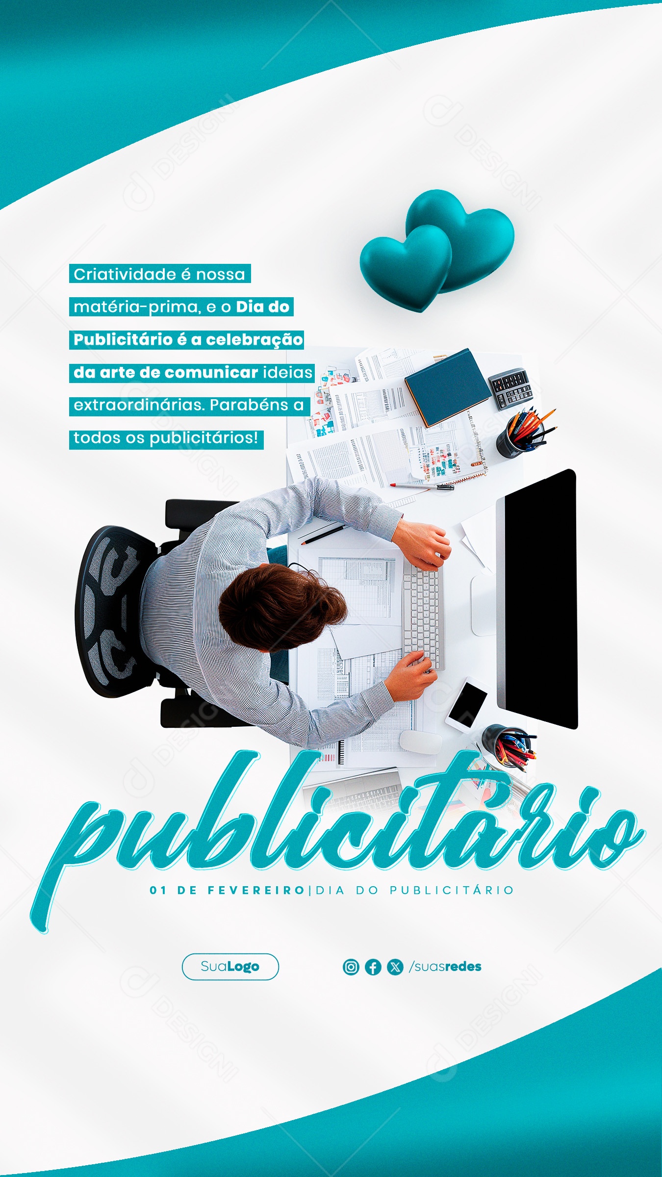 Story Dia Do Publicitário 01 de Fevereiro Criatividade é nossa Matéria-Prima Social Media PSD Editável