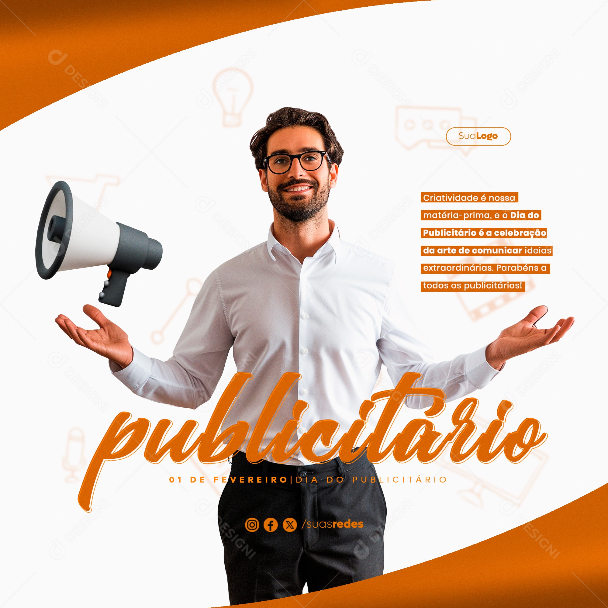 Dia Do Publicitário 01 de Fevereiro Parabéns a todos Social Media PSD Editável