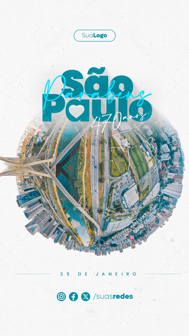 São Paulo Anniversary Story January 25th 470 Years Editable Social Media PSD