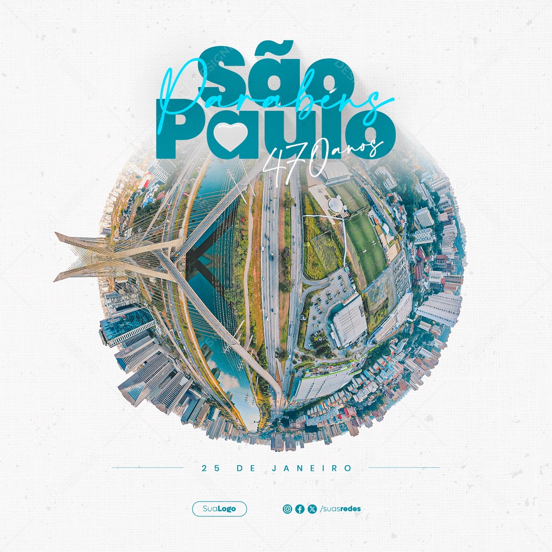 Aniversário São Paulo 25 De Janeiro 470 Anos Social Media PSD Editável