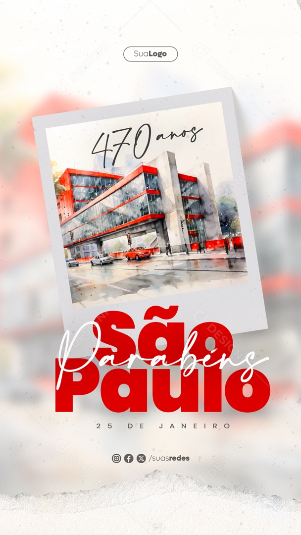 Story Aniversário São Paulo 25 De Janeiro 470 Anos Social Media PSD Editável