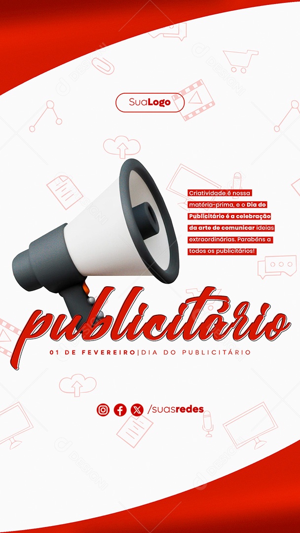 Story Dia Do Publicitário 01 de Fevereiro Criatividade é nossa Matéria-Prima Social Media PSD Editável