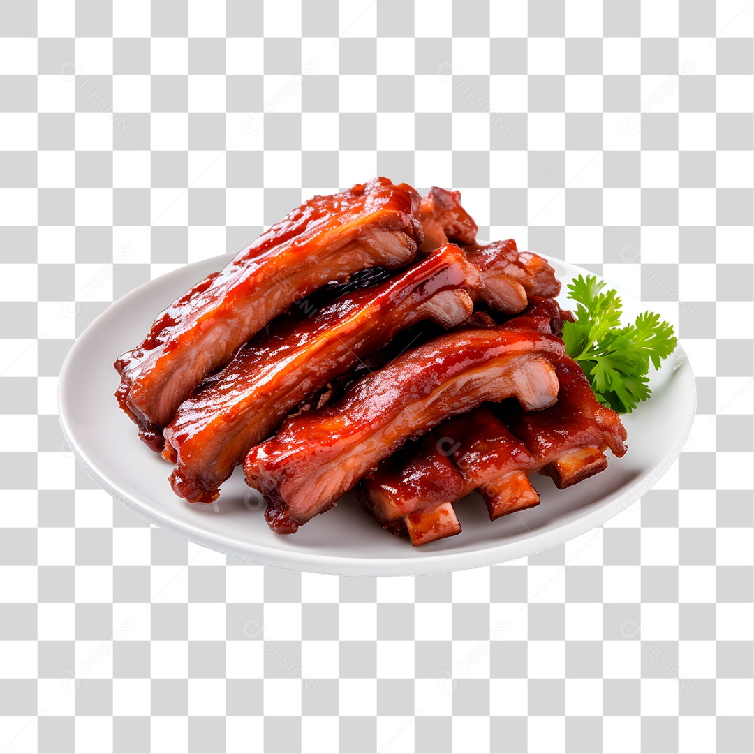 Elemento 3D Prato de Costela Para PNG Transparente