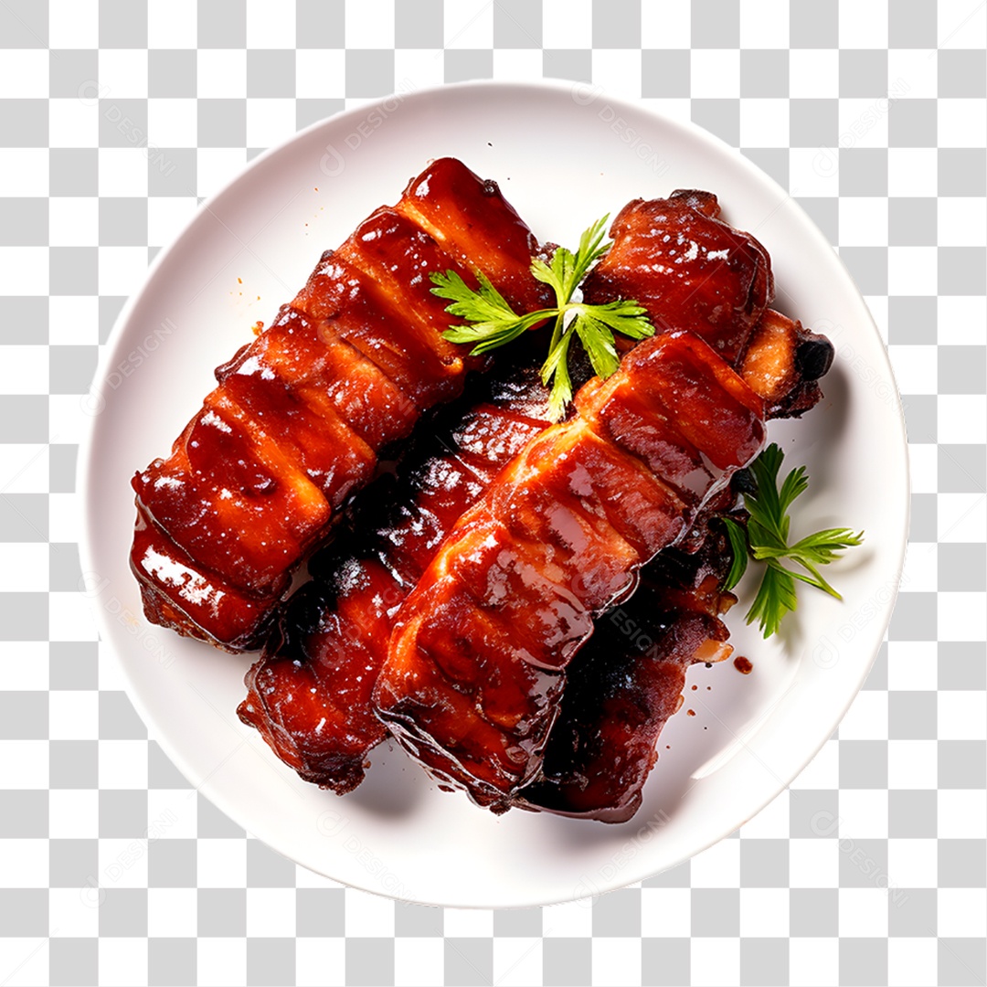 Elemento 3D Prato de Costela Para PNG Transparente