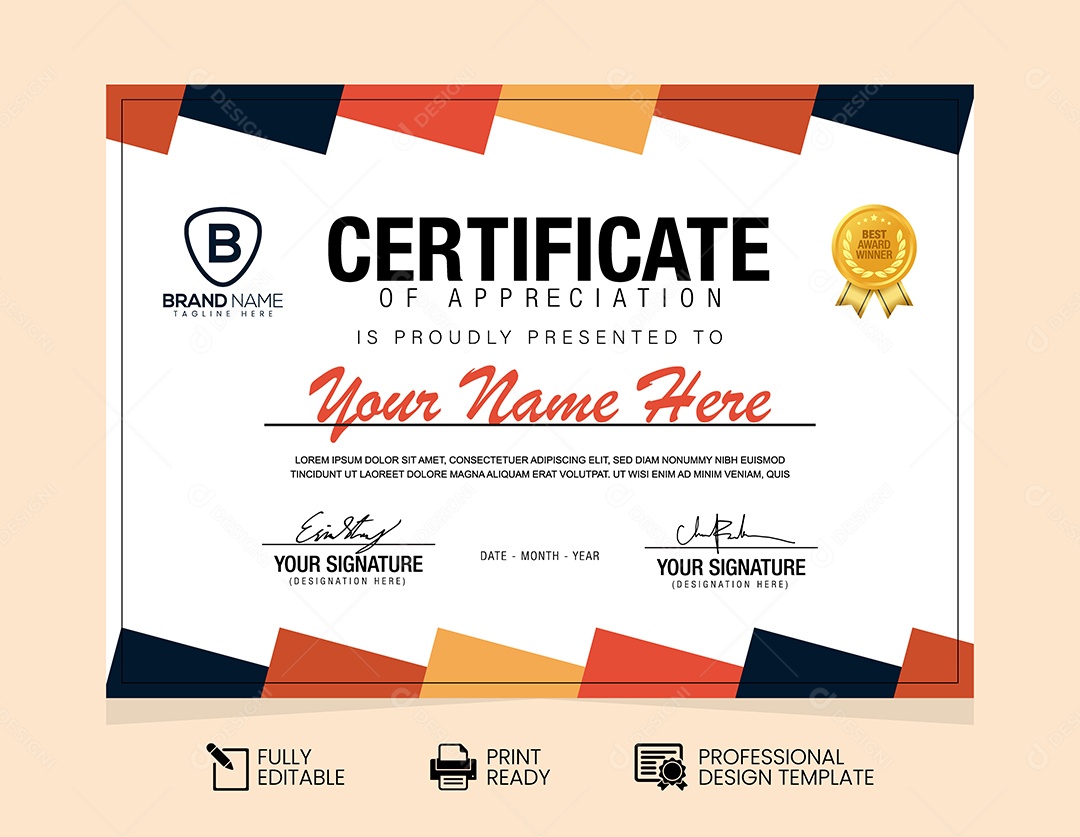 Modelo De Certificado Vetor EPS Editável