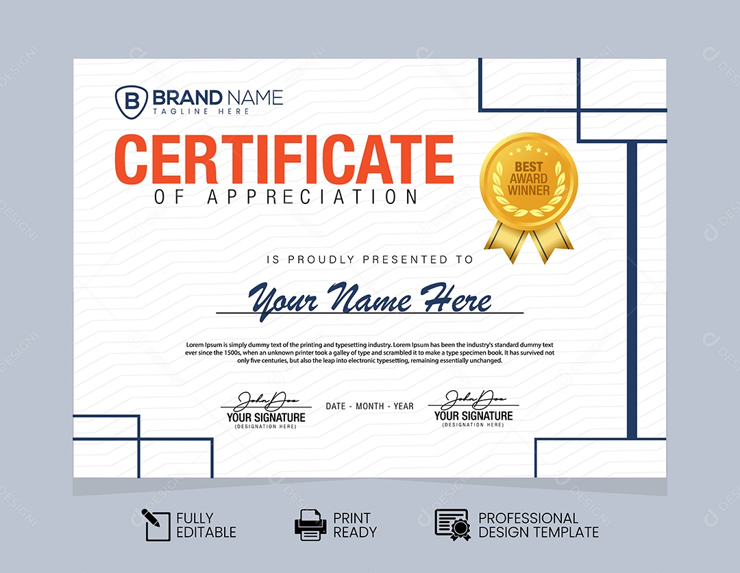 Modelo De Certificado Vetor EPS Editável