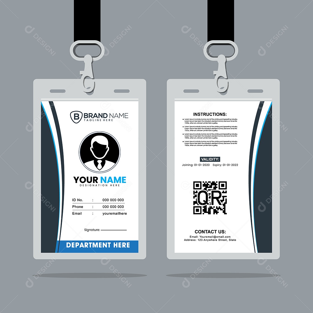 Modelo de Cartão de Identificação Vetor EPS Editável