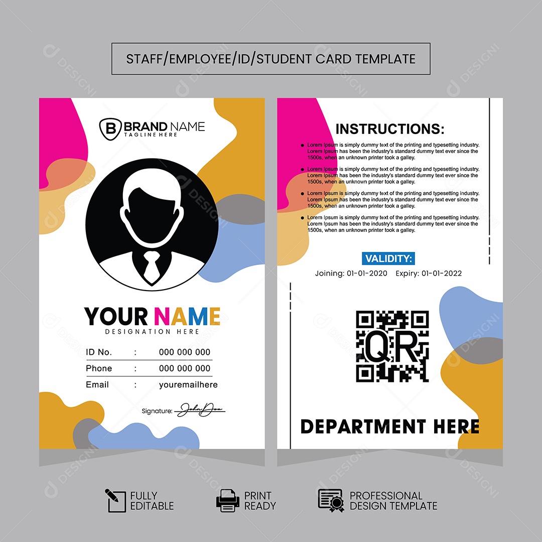 Modelo de Cartão de Identificação Vetor EPS Editável