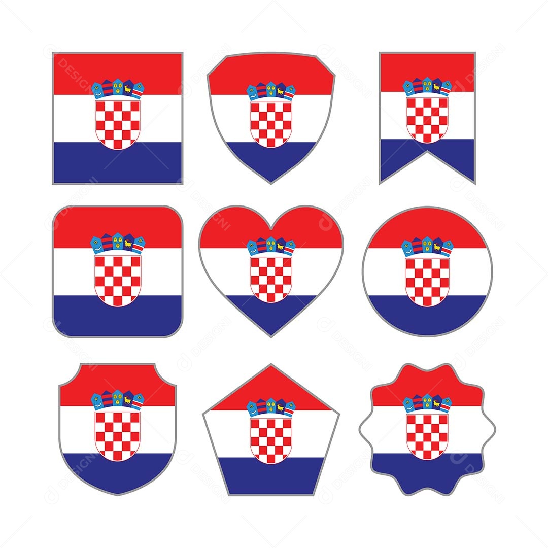 Conjunto de Formas de Bandeiras da Croácia Vetor EPS