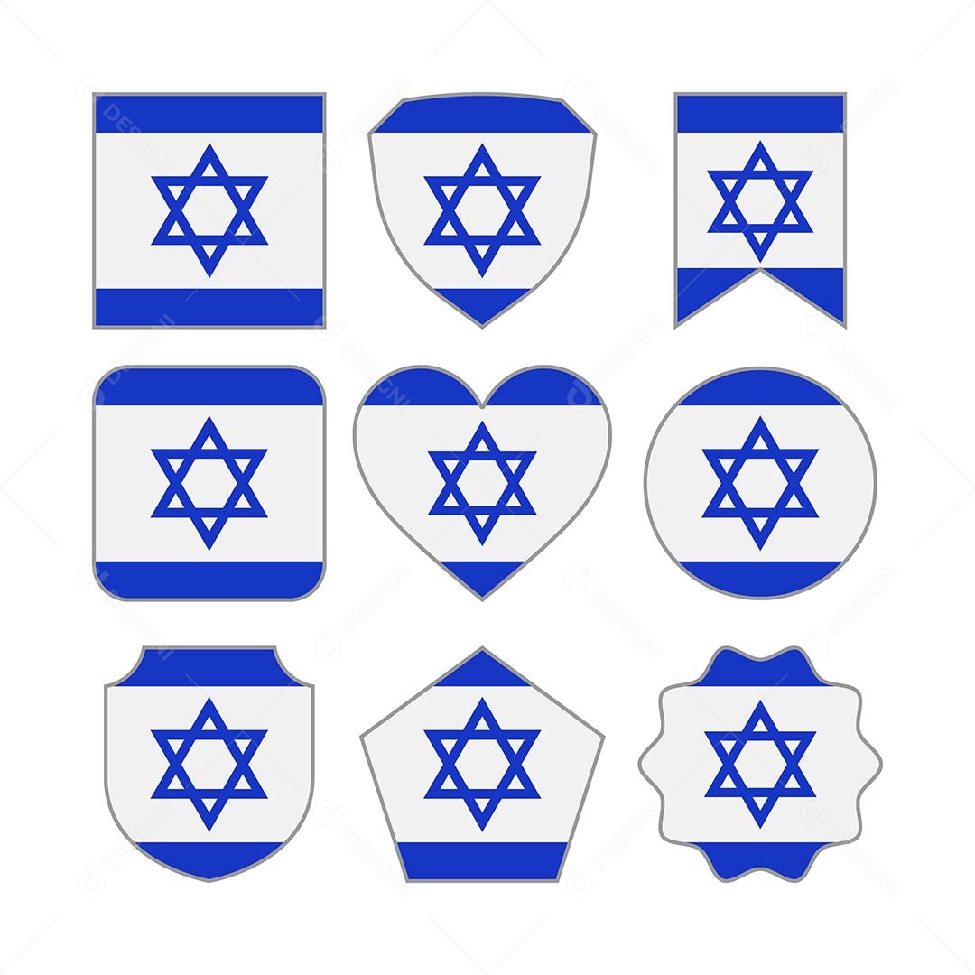 Conjunto de Formas de Bandeiras da Israel Vetor EPS