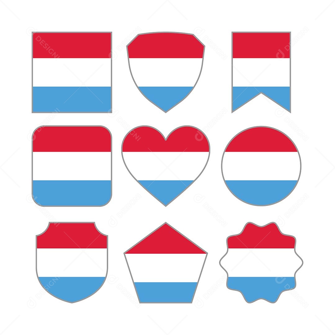 Conjunto de Formas de Bandeiras de Luxemburgo Vetor EPS