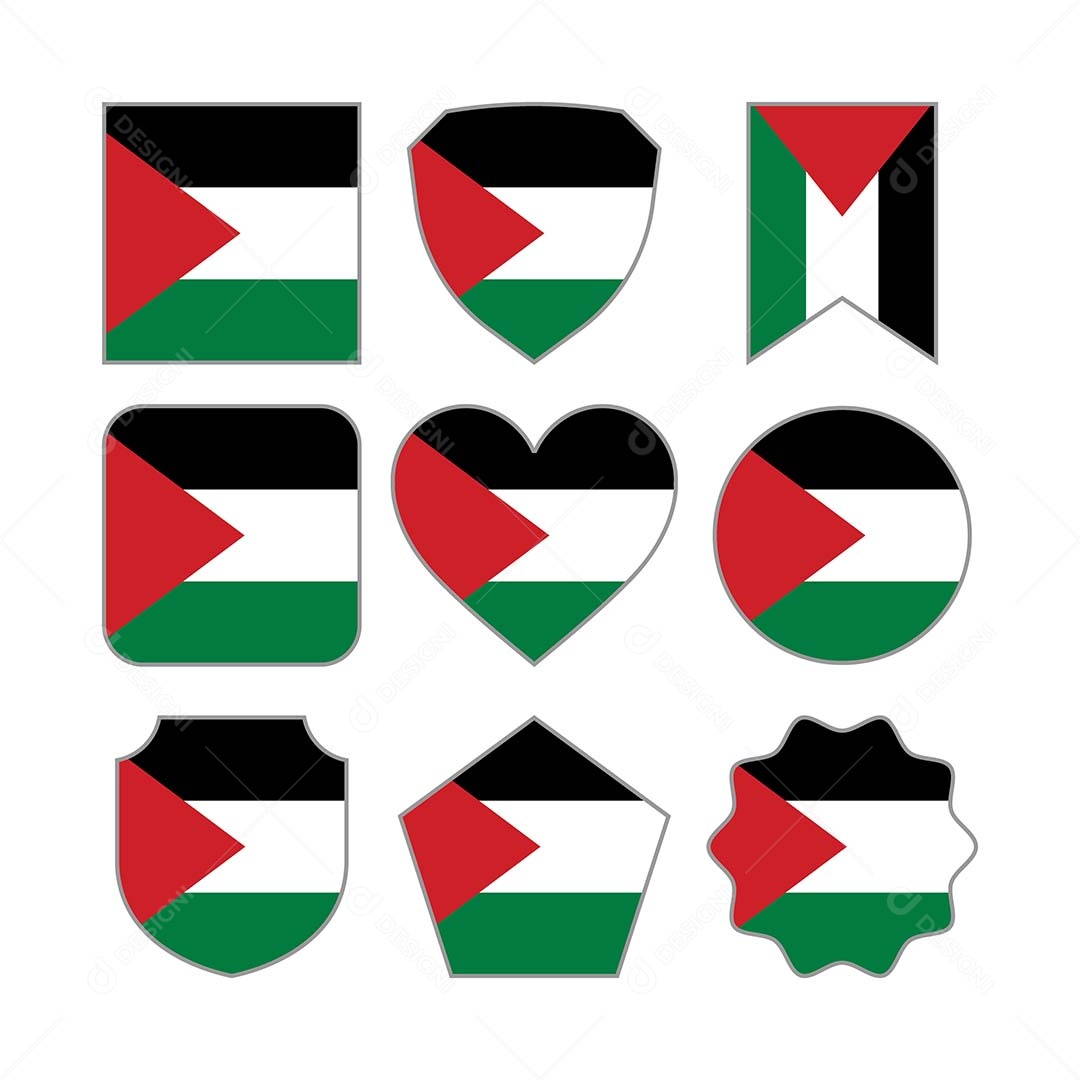 Conjunto de Formas de Bandeiras da Palestina Vetor EPS