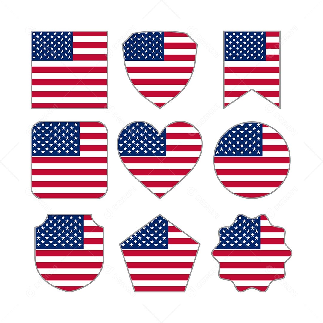 Conjunto de Formas de Bandeiras do Estados Unidos Vetor EPS