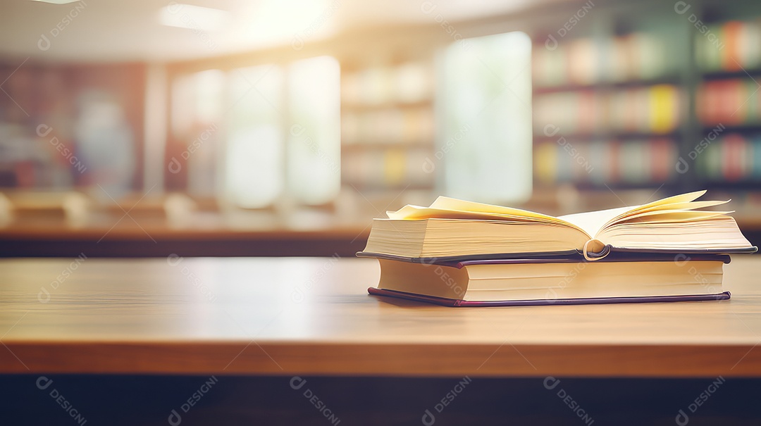 Livros sobre a mesa da biblioteca