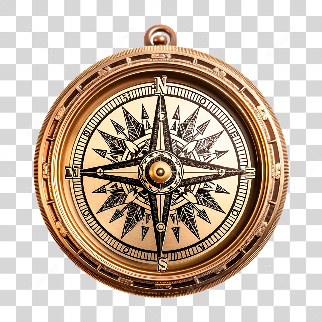 Elemento 3D Bússola Antiga PNG Transparente