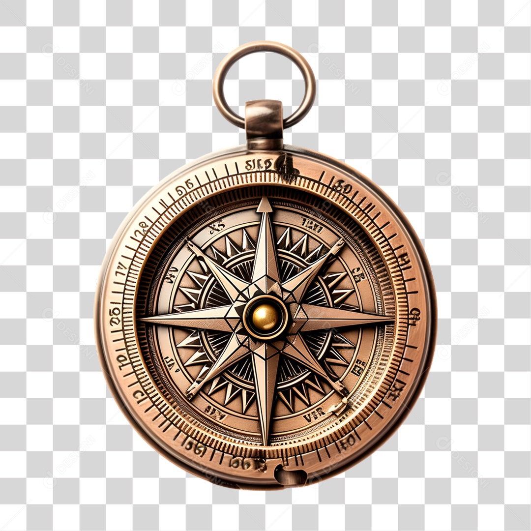 Elemento 3D Bússola Antiga PNG Transparente