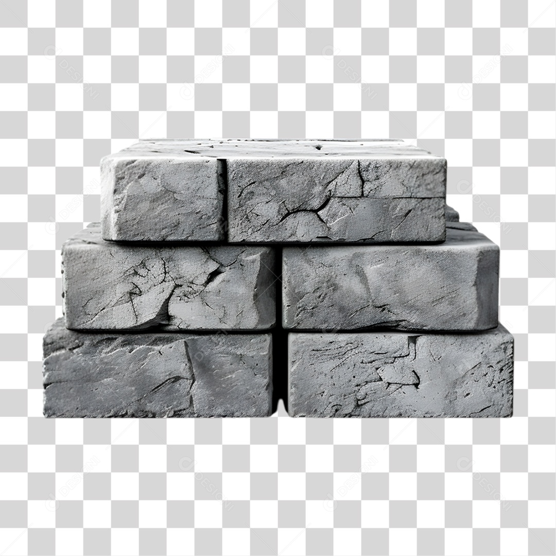 Elemento 3D Bloco de Concreto PNG Transparente