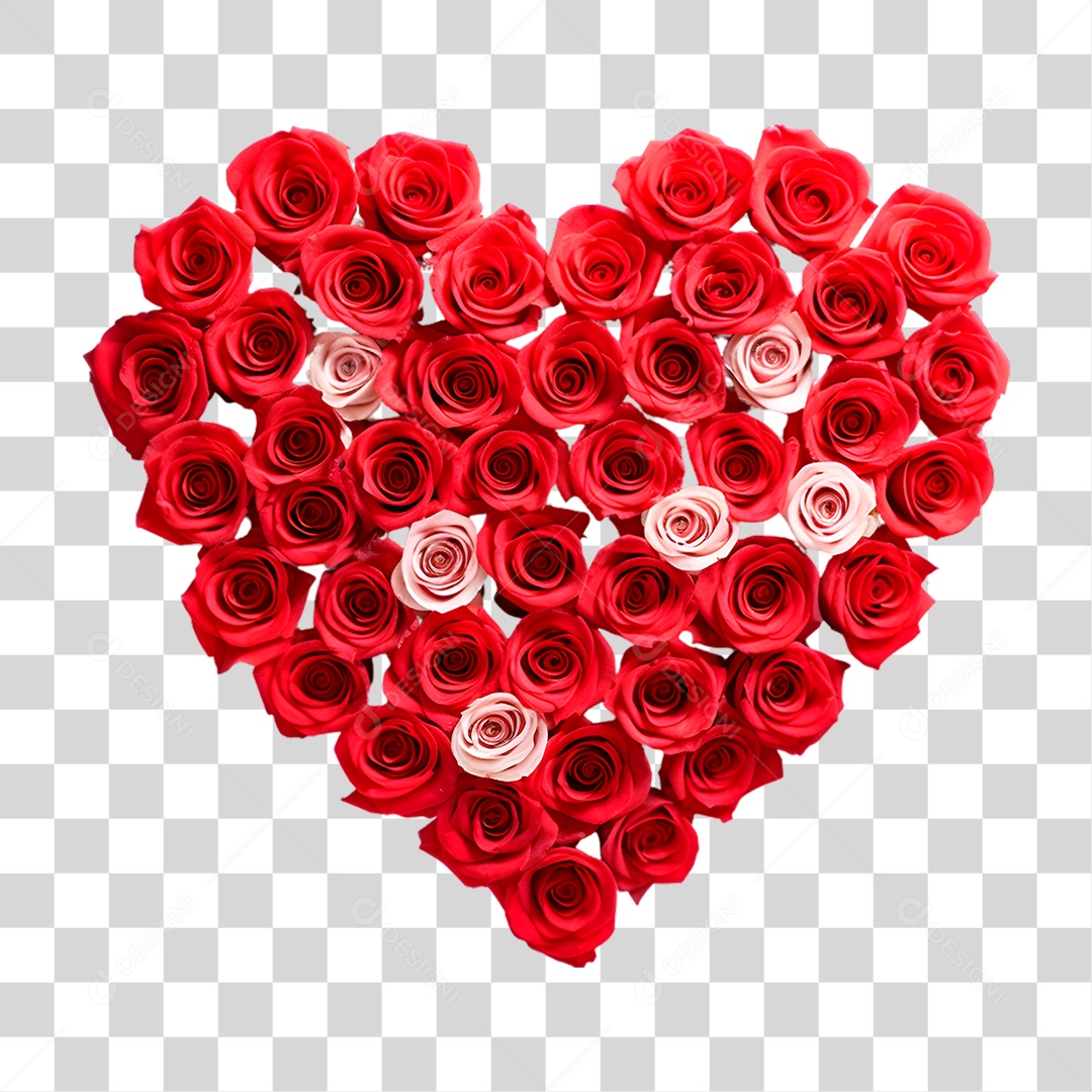 Elemento 3D Coração de Flores Dia das Mãe PNG Transparente