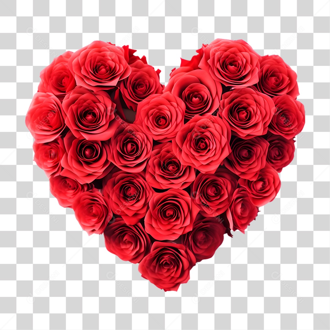 Elemento 3D Coração de Flores Dia das Mãe PNG Transparente