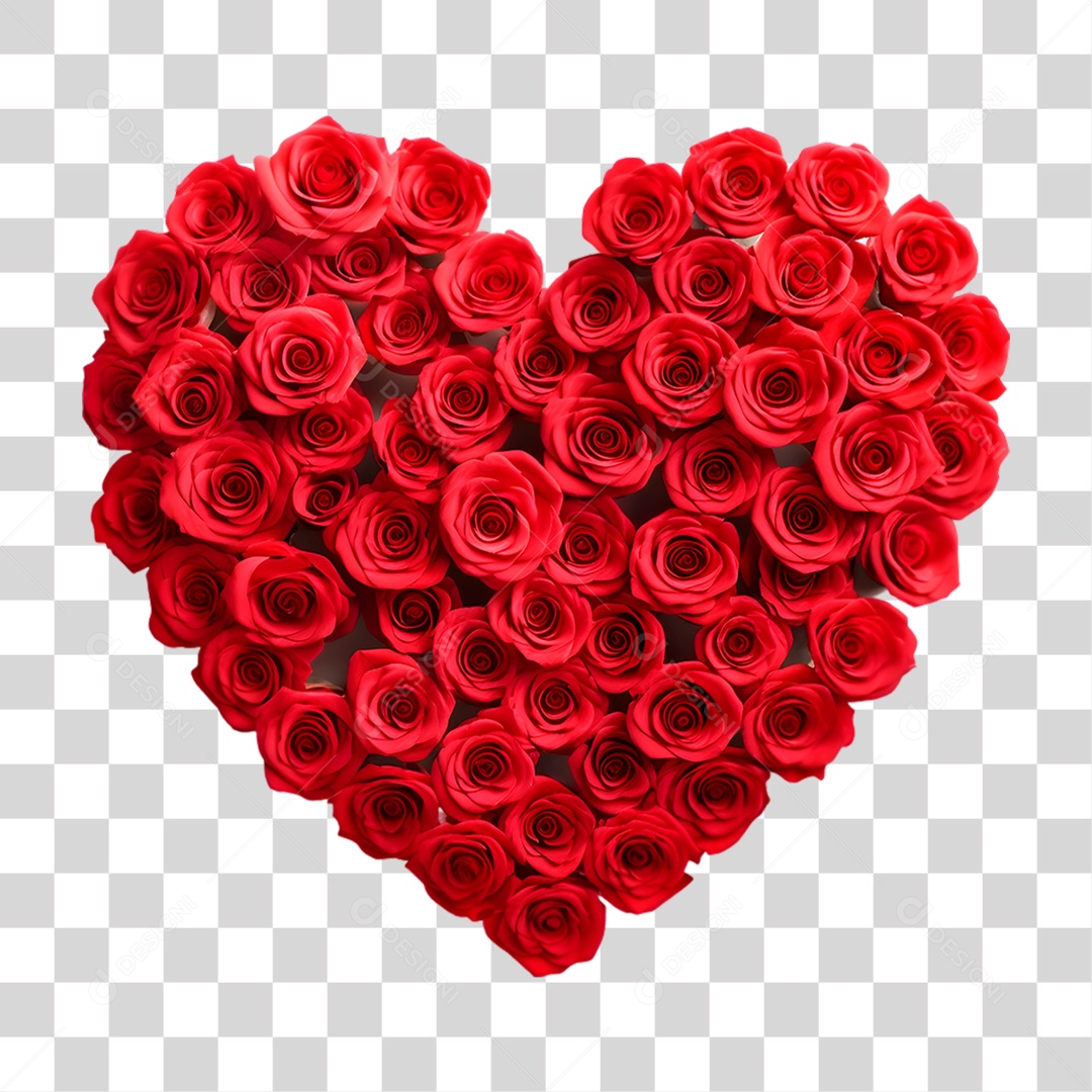 Elemento 3D Coração de Flores Dia das Mãe PNG Transparente