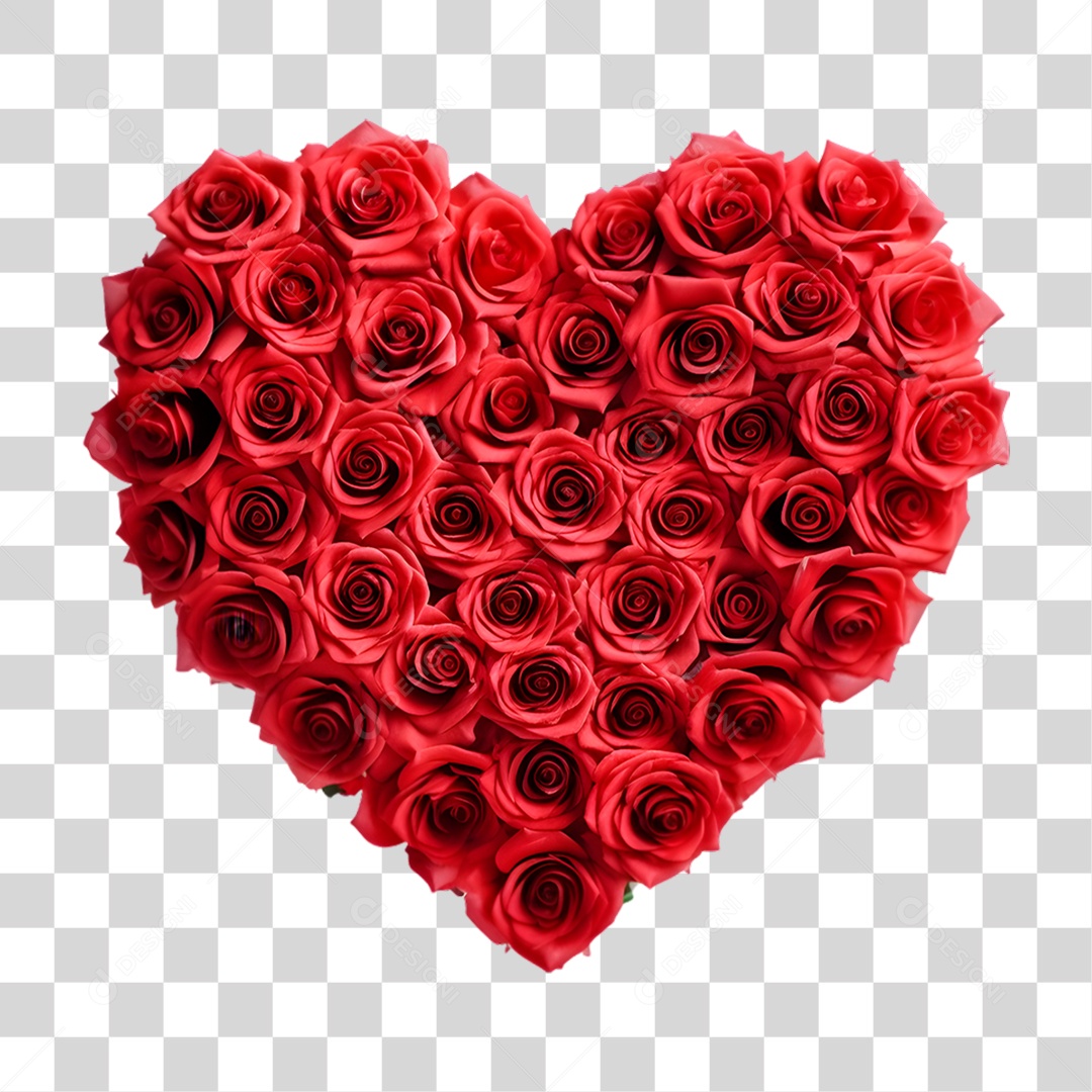 Elemento 3D Coração de Flores Dia das Mãe PNG Transparente