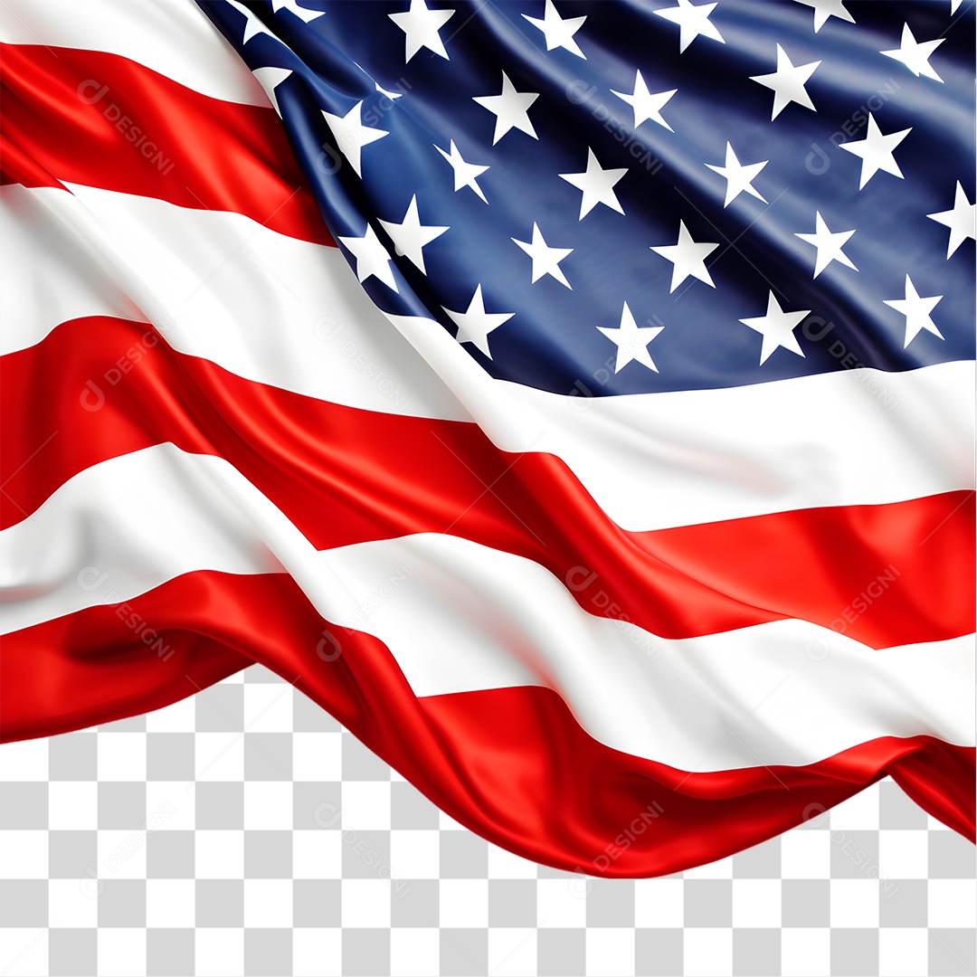 Elemento 3D Bandeira dos Estados Unidos PNG Transparente