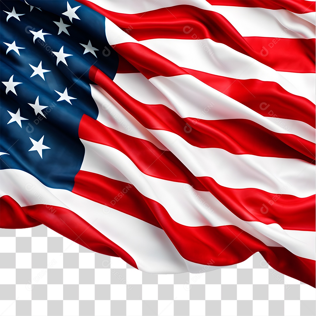 Elemento 3D Bandeira dos Estados Unidos PNG Transparente
