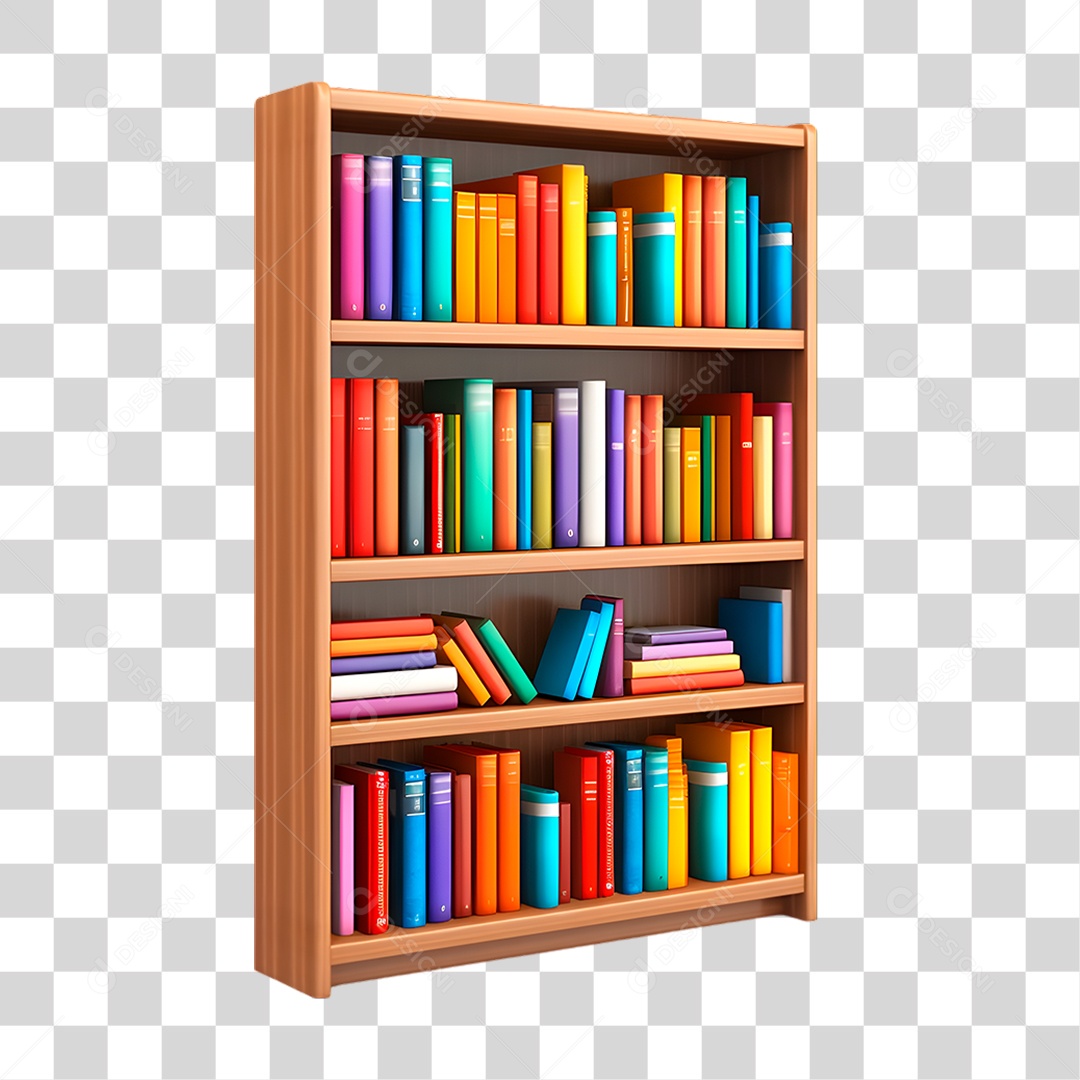Estante com Livros PNG Transparente