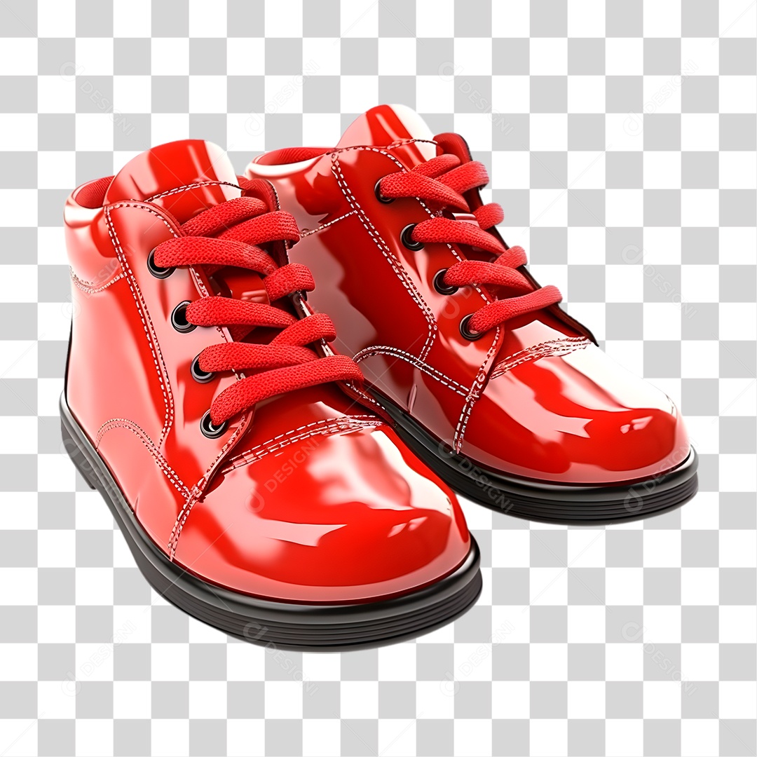 Bota Infantil Vermelho PNG Transparente