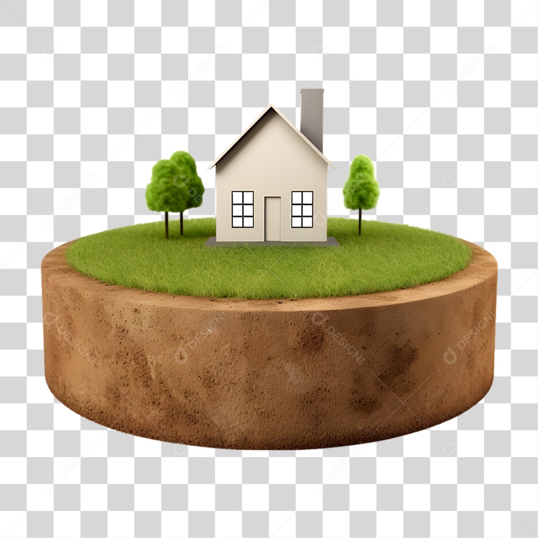 Pequena Casa em Solo 3D PNG Transparente