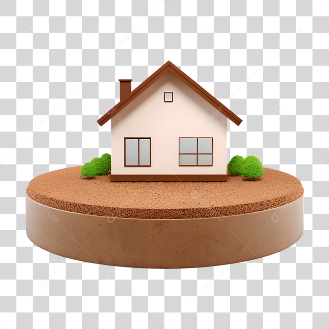 Pequena Casa em Solo 3D PNG Transparente