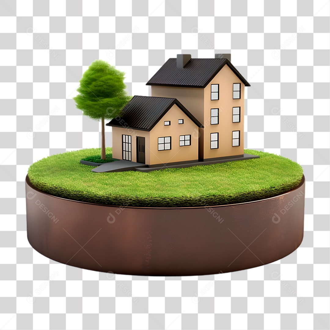 Pequena Casa em Solo 3D PNG Transparente