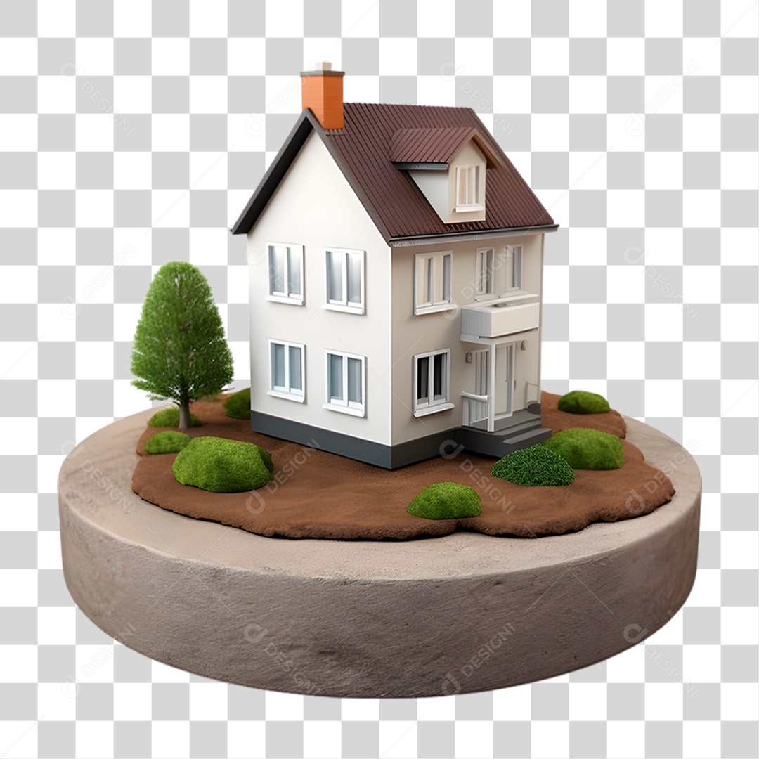 Pequena Casa em Solo 3D PNG Transparente