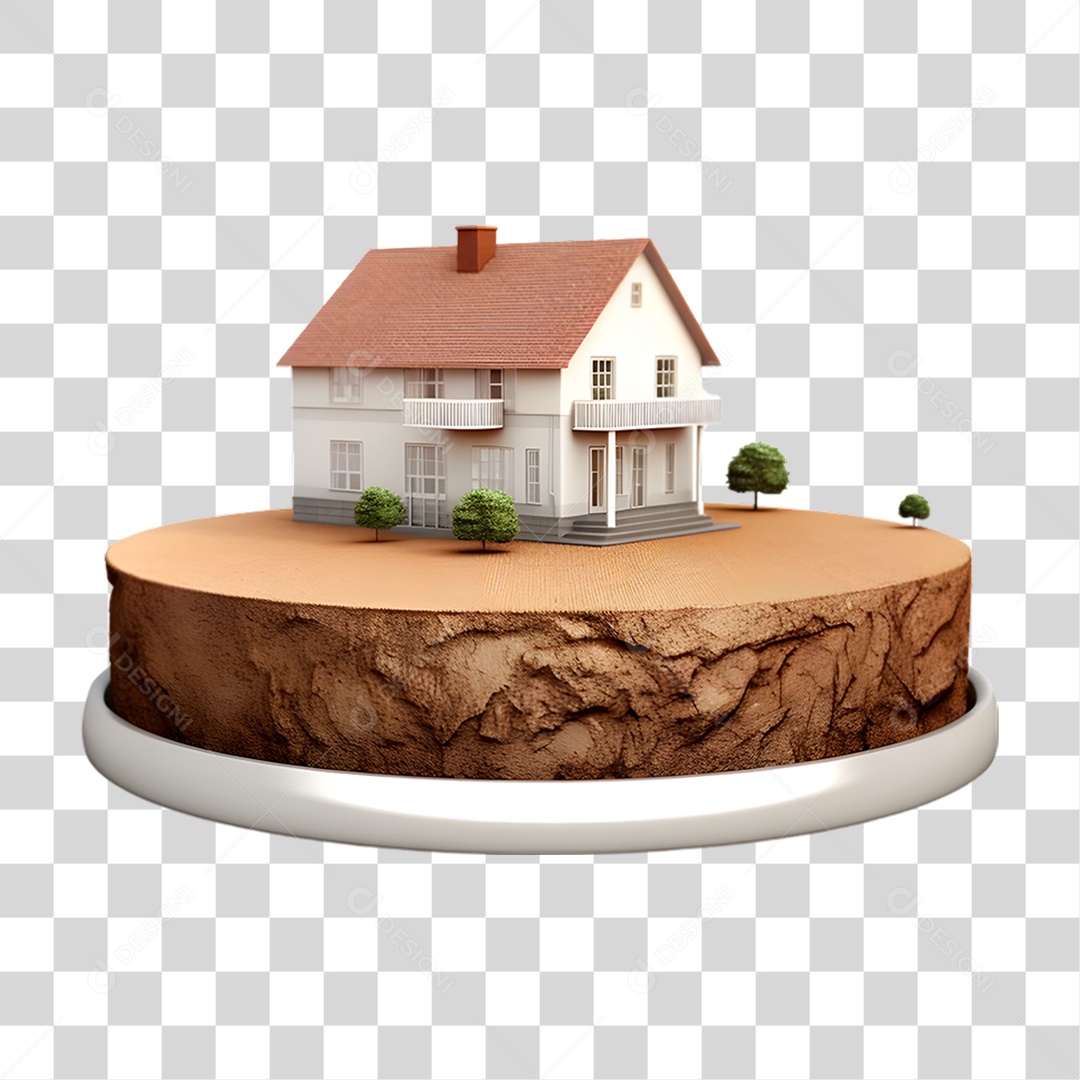 Pequena Casa em Solo 3D PNG Transparente