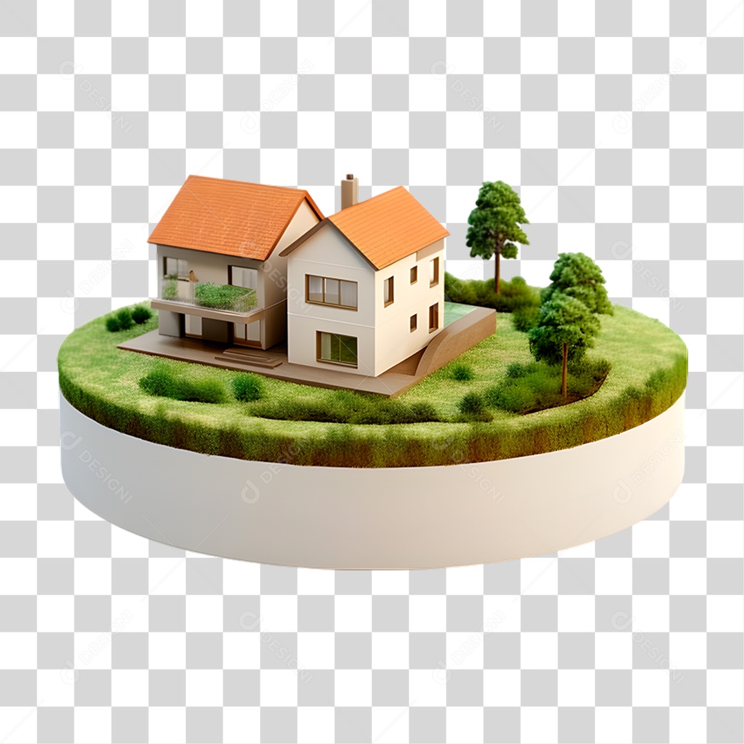 Pequena Casa em Solo 3D PNG Transparente