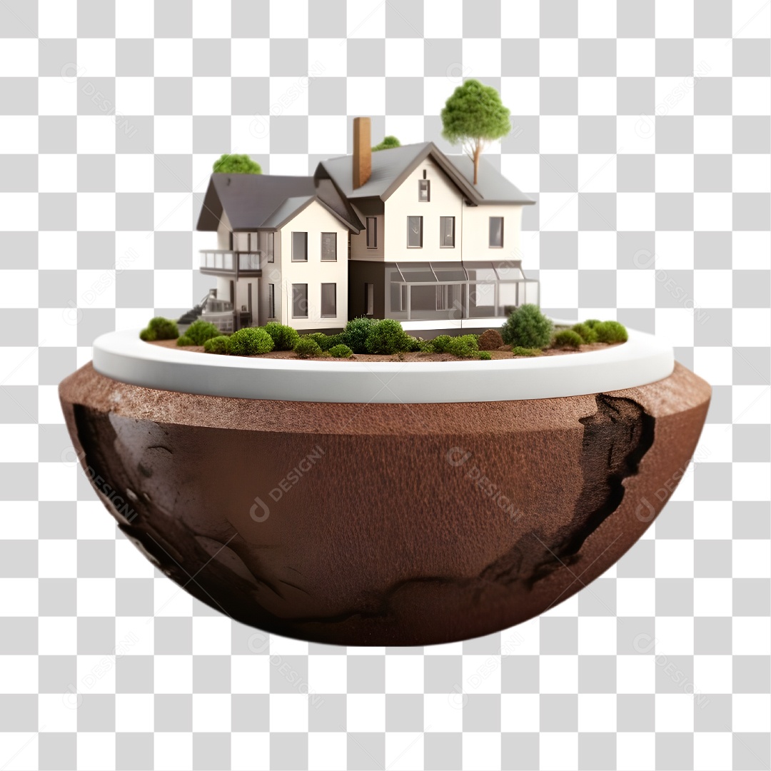 Pequena Casa em Solo 3D PNG Transparente