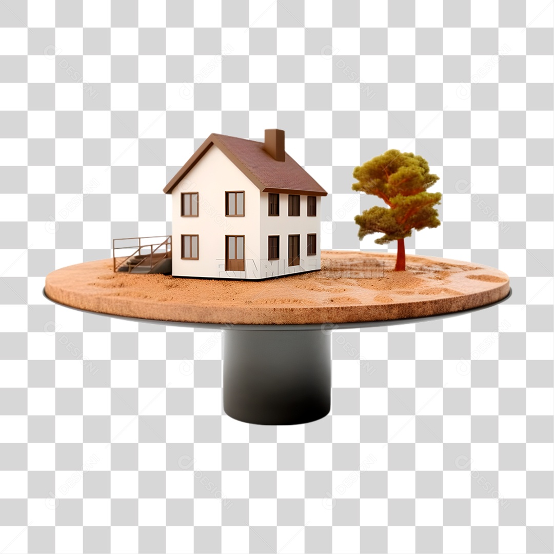 Pódio com Casa 3D PNG Transparente