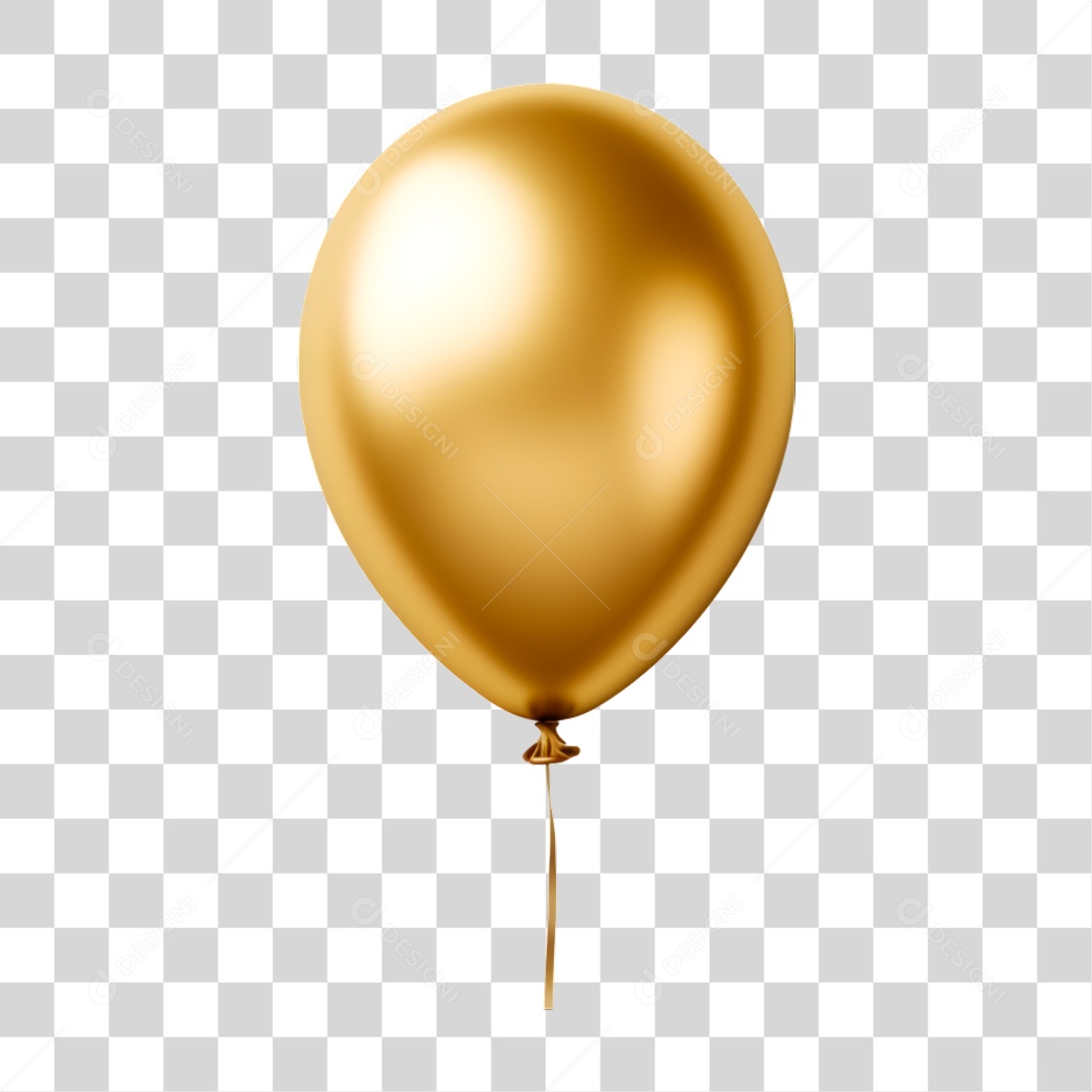 Balão Dourado 3D PNG Transparente