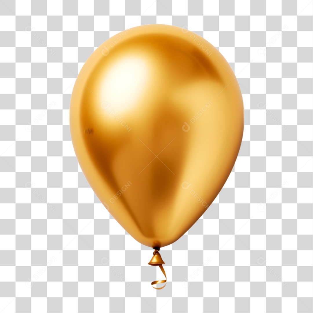 Balão Dourado 3D PNG Transparente